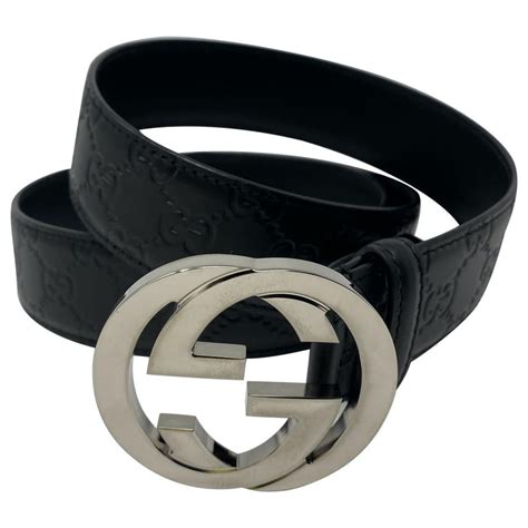 gucci leather logo belt - black - belts|Gucci belt with black buckle.